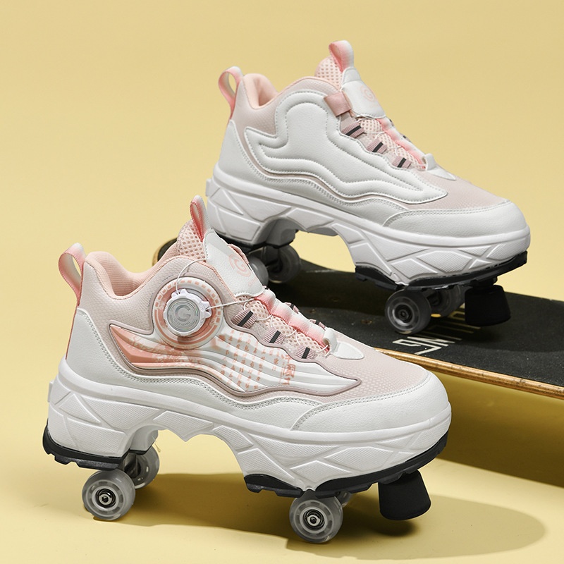 Direct Walking Shoes Deformation Shoes Four-wheel Dual-purpose Roller Skates Double Row Walking Shoes Roller Skates