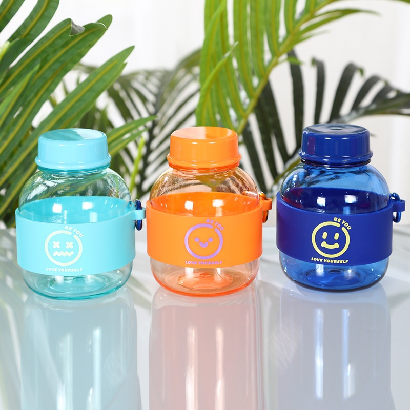 Portable Solid Color Plastic Cup Small Capacity Summer Cute Smiley Water Cup Simple Plastic Juice Cup