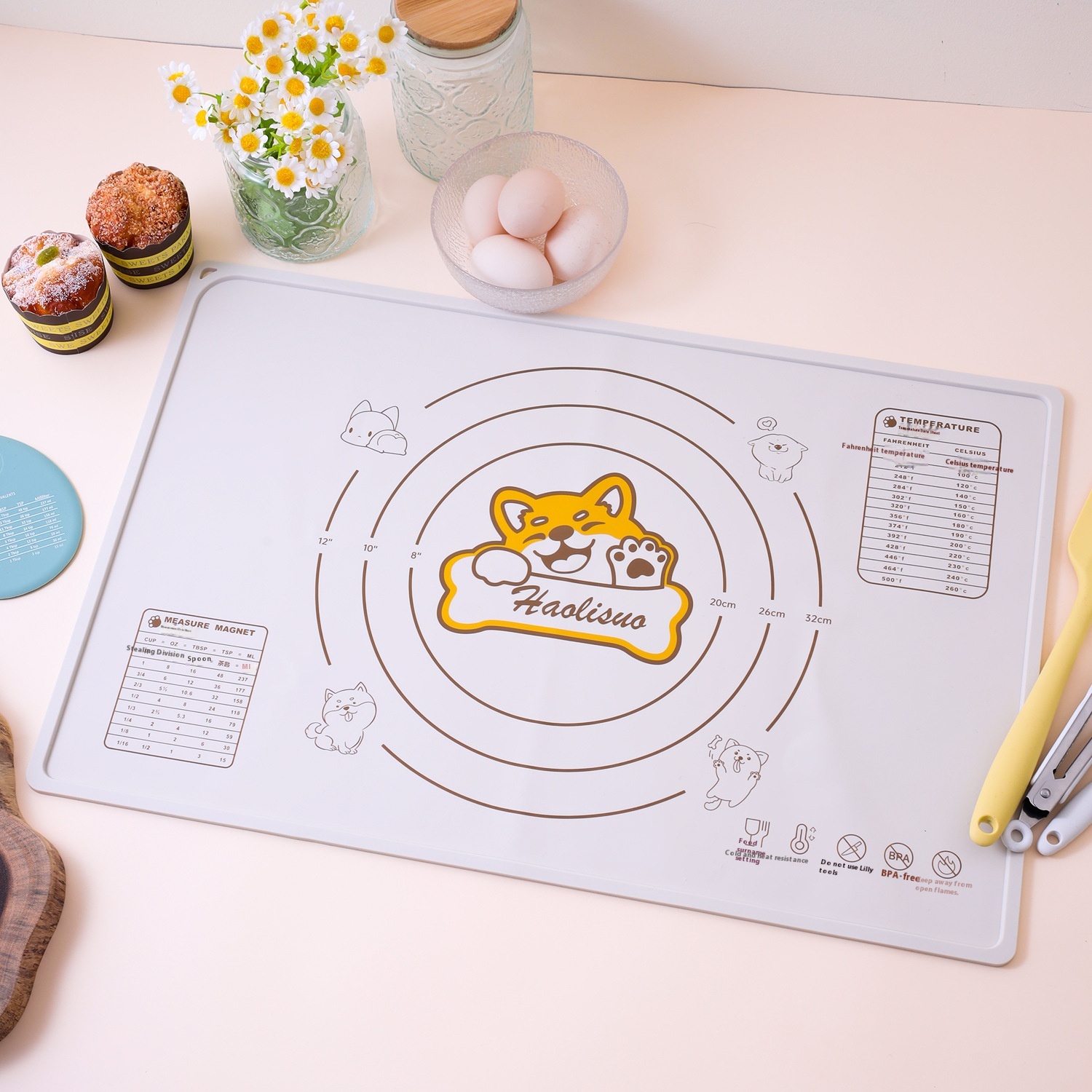 Corgi Dough Kneading Pad Household Rolling Pad And Dough Pad Large Flour Pad Food Grade Silicone Panel Baking Rolling Pad