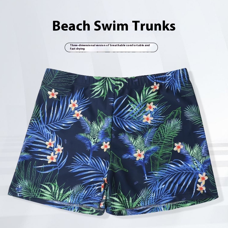 Men's Swimming Trunks Large Size Printed Fashion Polyester Shorts Adult Hot Spring Vacation Anti-embarrassment Swimming Trunks