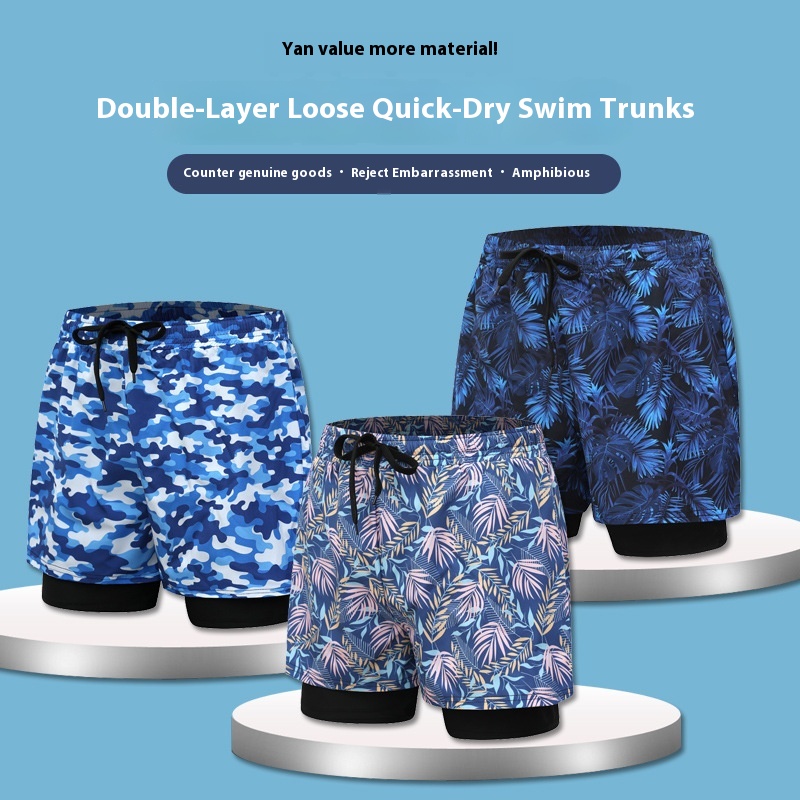 Swimming Trunks Men's Hot Spring Anti-embarrassment Loose Swimming Trunks Swimsuit Suit Beach Pants Swimming Equipment