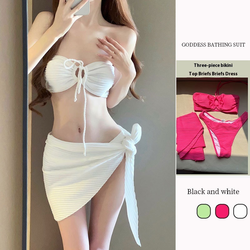 Swimsuit Women's Split Sexy White Bikini Net Celebrity Super Fairy Cover Belly Slim Hot Spring Swimsuit