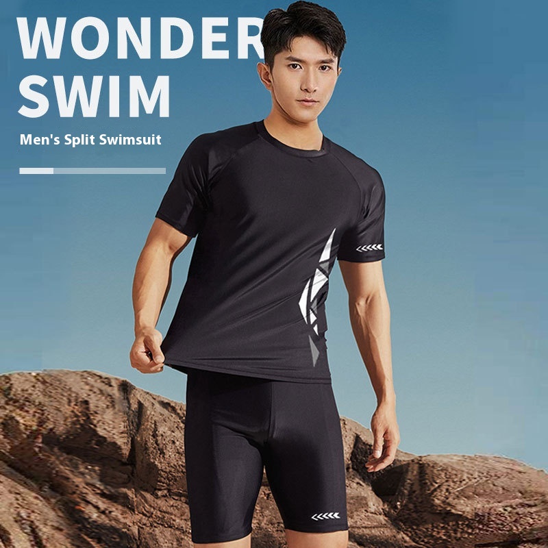 Swimsuit For Boys,Teenagers,Junior High School Students,High School Students,Women's Swimming Suit,Short-sleeved Split Swimsuit,Full Body Men