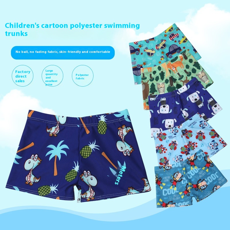 Cartoon Comfortable Hot Spring Boy Swimming Trunks Small And Medium Children's Swimming Shorts Summer Swimming Trunks Polyester Fabric