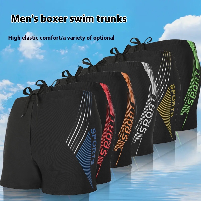 Style Swimming Trunks Boxer Men's Swimsuit Adult Large Size Swimming Trunks Professional Swimming Hot Spring Equipment