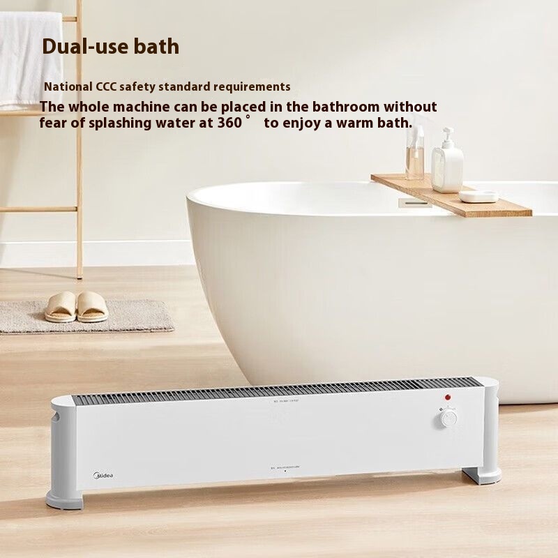 Midea Graphene Skirting Heater Household Heater Living Room Bedroom Waterproof Fast Heating Light Sound Electric Heater