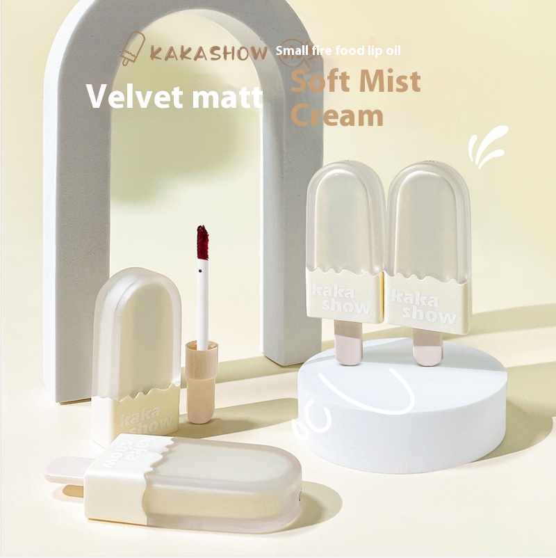 Kakashow Ice Cream Popsicle Lip Glaze Soft Mist Velvet Matte Lip Mud Student Party Whitening Affordable Lipstick