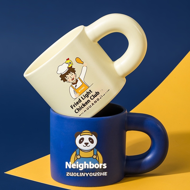 Internet Celebrity Fat Cup With Big Ears And Handle Ceramic Coffee Cup Mug With Water Cup With Printing And Engraving