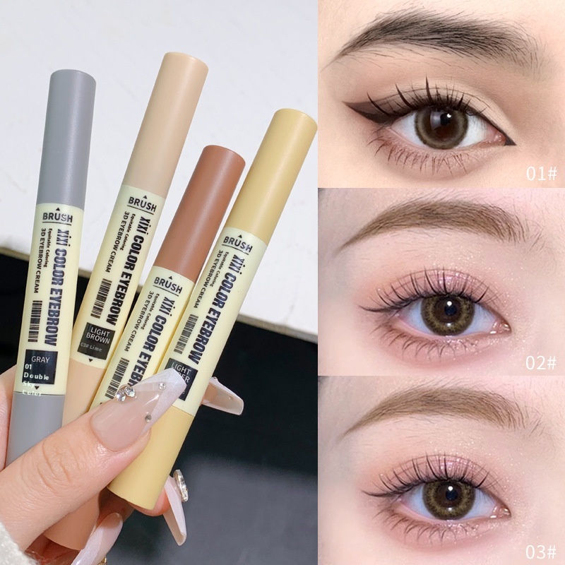 Double-head Eyebrow Cream Natural Long-lasting Easy To Color Waterproof No Makeup Smooth Eyebrow Dyeing Cream