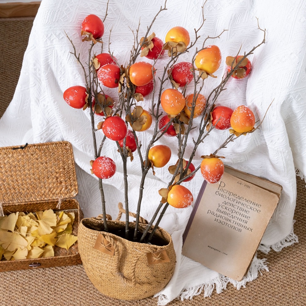 Artificial Flowers,Artificial Flowers,Snow,Artificial Persimmons,S,Green Plants,,Wedding Decorations,MW86001