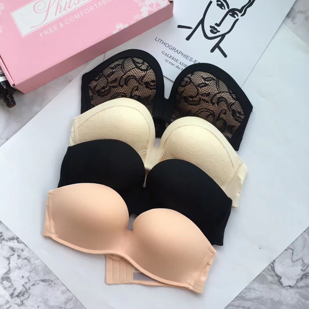 Anti-slip And Safe Miracle Strapless Summer Invisible Gathered Thin Half Cup Bra Seamless WStyle