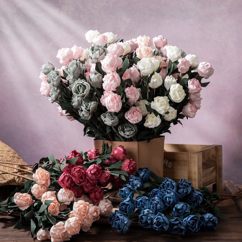 Artificial Flower Fili Rose PEHome Decoration Wedding Bouquets Road Lead Flower Wall Artificial Flower MW09918