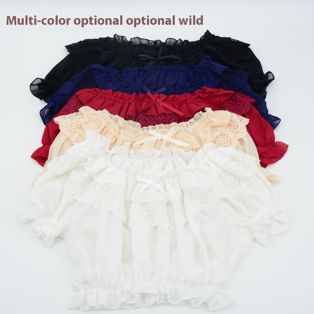 『Inner Tube Top』Lolita Inner Tube Top With Dropped Shoulders,Elastic Puff Sleeves,Lace Ruffles