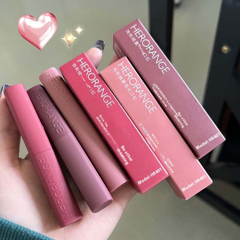 HERORANGESaturated Velvet Matte Lipstick Velvet Matte Matte Affordable Student Party Waterproof Not Easy To Fade