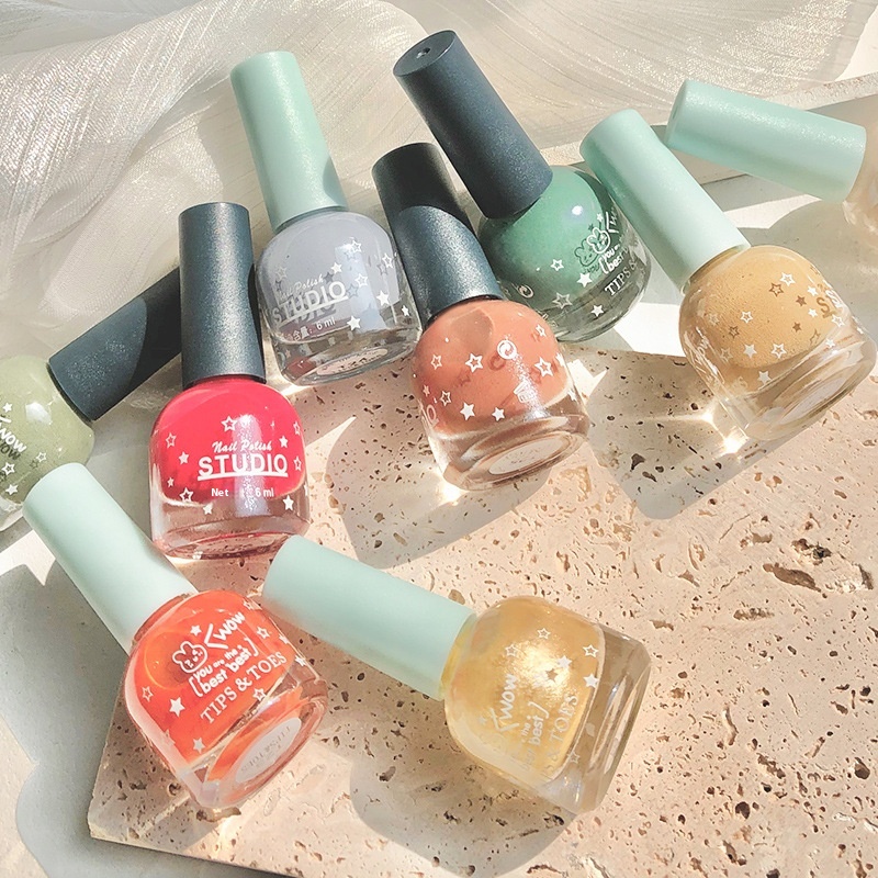 TIPS&TOESWater-based Nail Polish,Transparent Matte Nude Color,Tearable,No-bake,Odorless,Shiny And Quick-drying