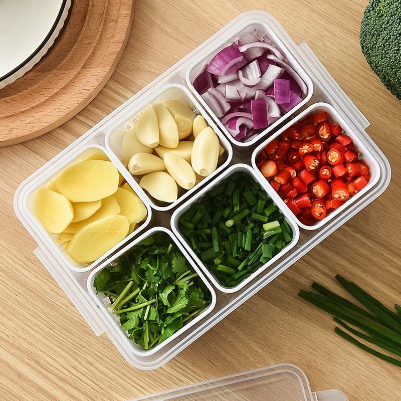 Simple Refrigerator Chopped Green Onion Fresh-keeping Box Onion,Ginger And Garlic Compartment Fresh-keeping Box Plastic Sealed Jar Compartment Fresh Chopped Green Onion Box