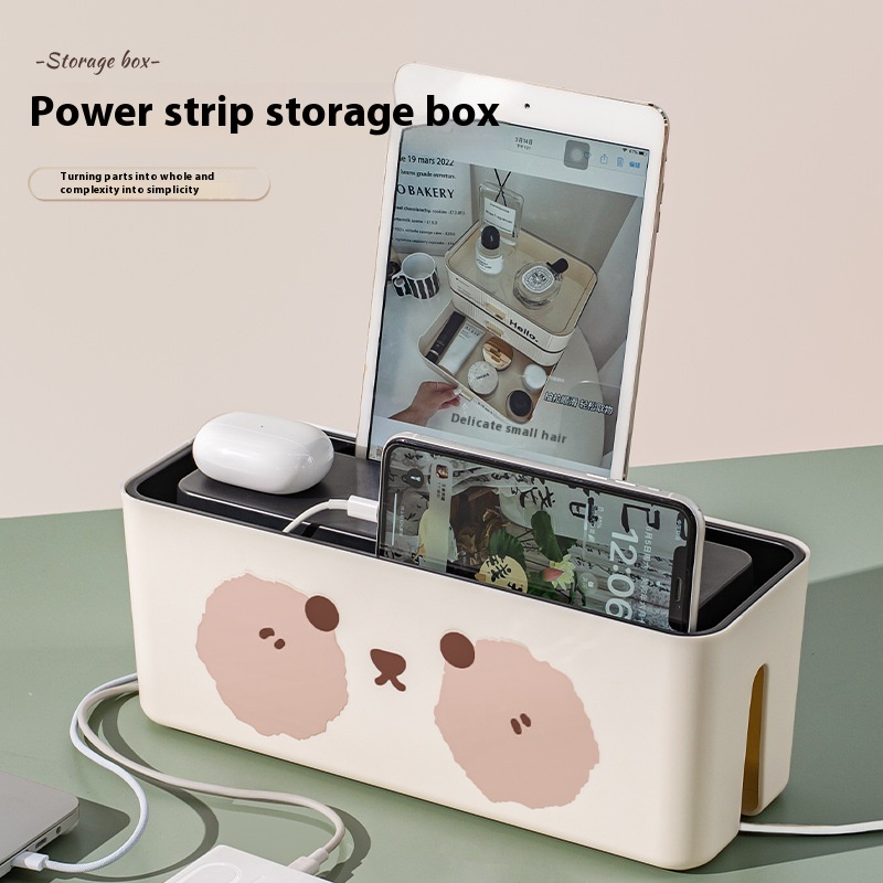 Wire Storage Box Socket Desktop Storage Box Plug Board Power Cord Data Cable Charger Shielding Artifact