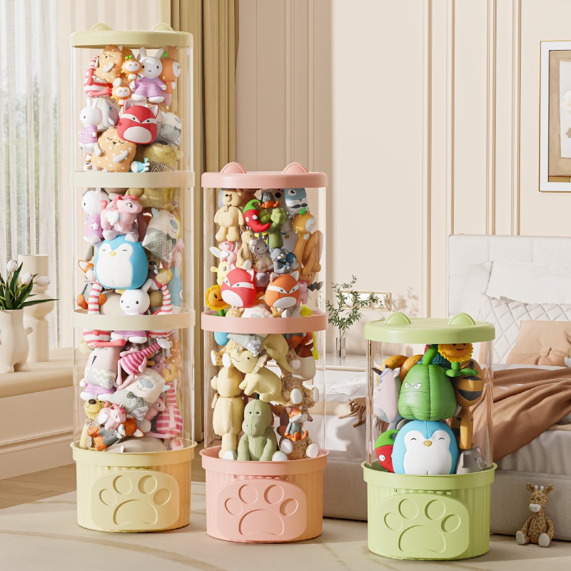 Doll Storage Tube Plush Toy Storage Artifact Children's Doll Storage Bucket Doll Transparent Storage Basket Storage Box