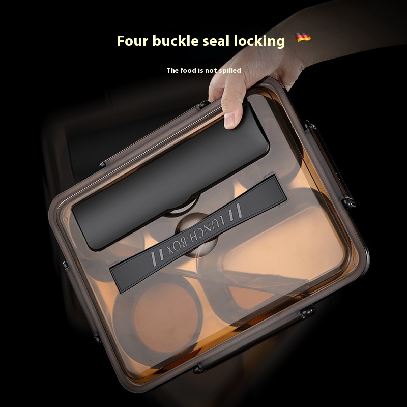304 Stainless Steel Compartmentulation Lunch Box Office Worker Square Portable Lunch Box Student Lunch Box Microwave Lunch Box