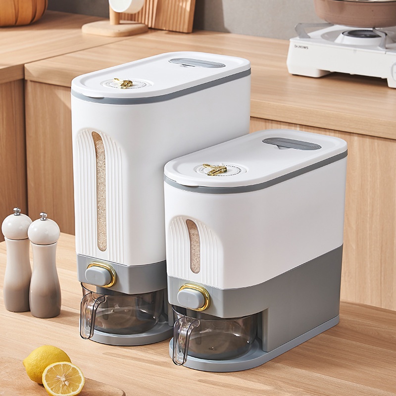 Cracked Household Rice Bucket Sealedect-proof And Moisture-proof Grain Storage Bucket Press-type Kitchen Rice Storage Box Rice Jar