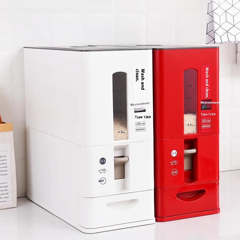 Japanese Style Metering Rice Bucket Householdect-proof And Moisture-proof Sealed Rice Storage Box Automatic Rice Output20 Catties Kitchen Metering Rice Cylinder