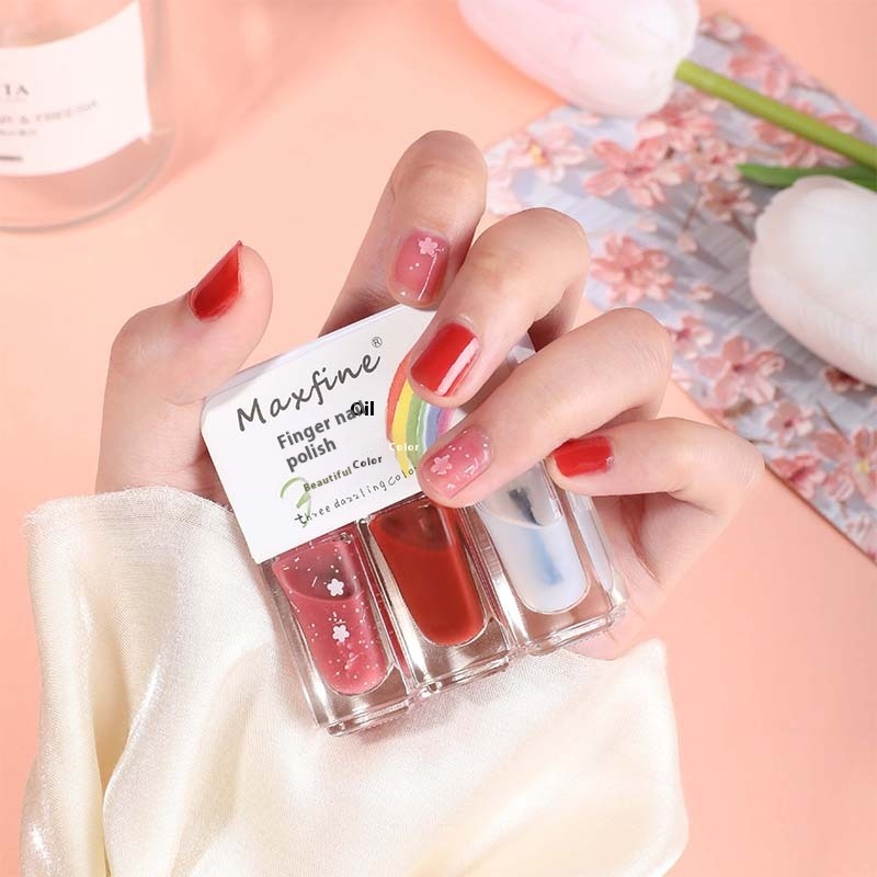 MAXFINEThree-pack Nail Polish Series Free Baking,Tearable,Quick-drying,Water-based Nail Polish Base Oil,