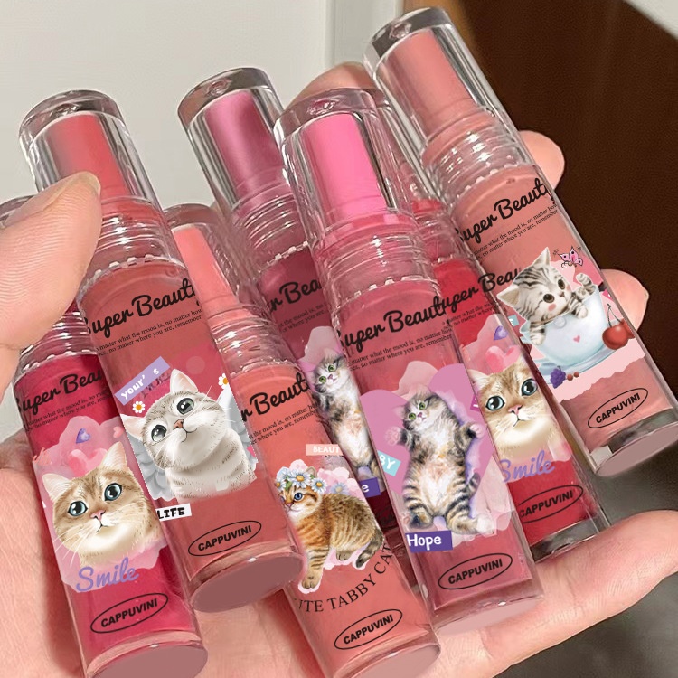 Makeup Cappuvini Cat Clear Dudu Lip Gloss Moisturizing Watery Mirror Whitening Lip Glaze