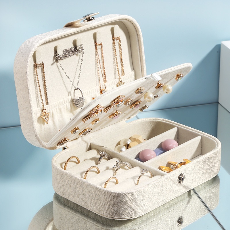 Jewelry Storage Box Single Layer Necklace Earrings Ring Pu Jewelry Box Portable Jewelry Box Home Jewelry Box