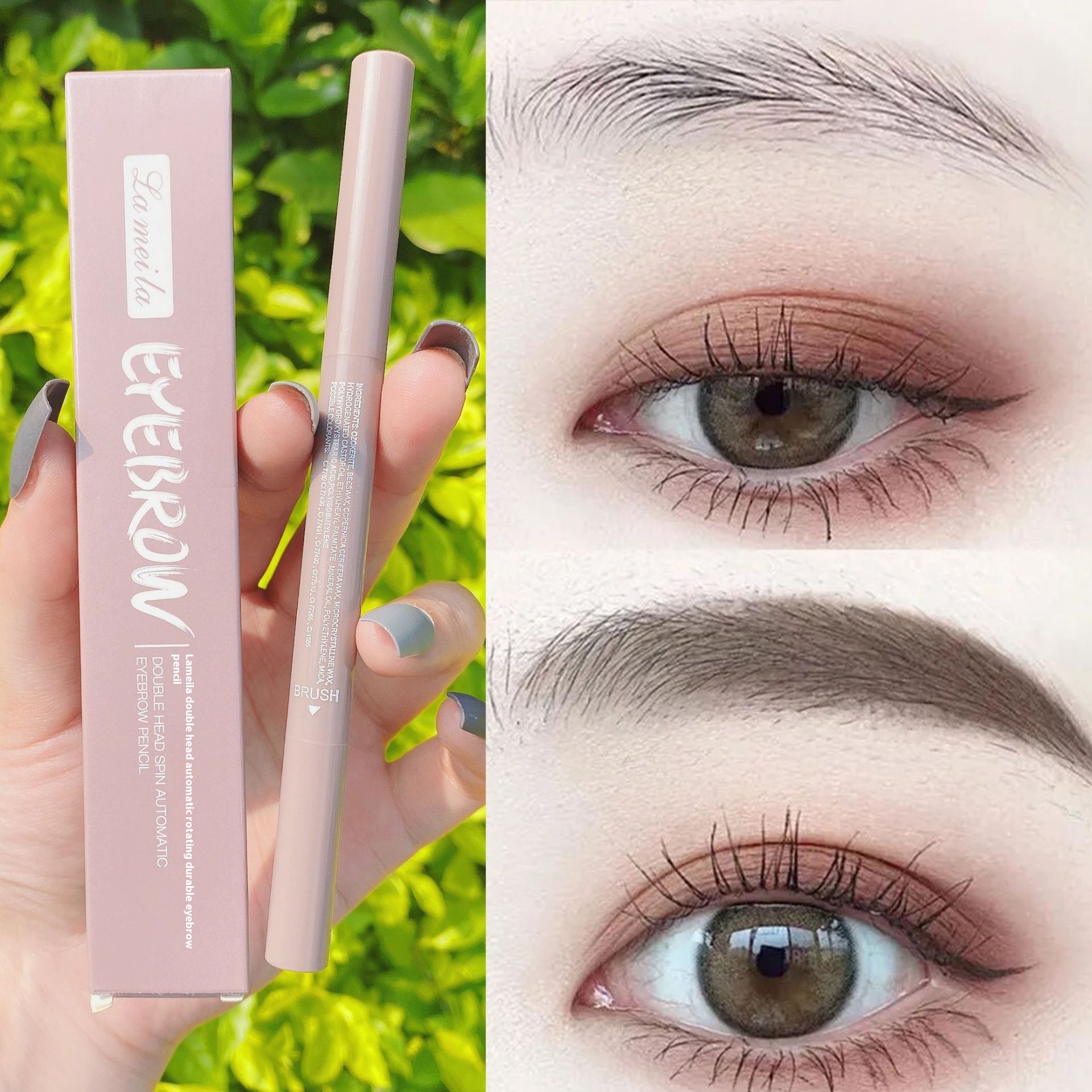 Double-headed Eyebrow Pencil Waterproof,Not Easy To Smudge,Automatic Rotation,Natural,Not Easy To Fade,Beginner Female Makeup