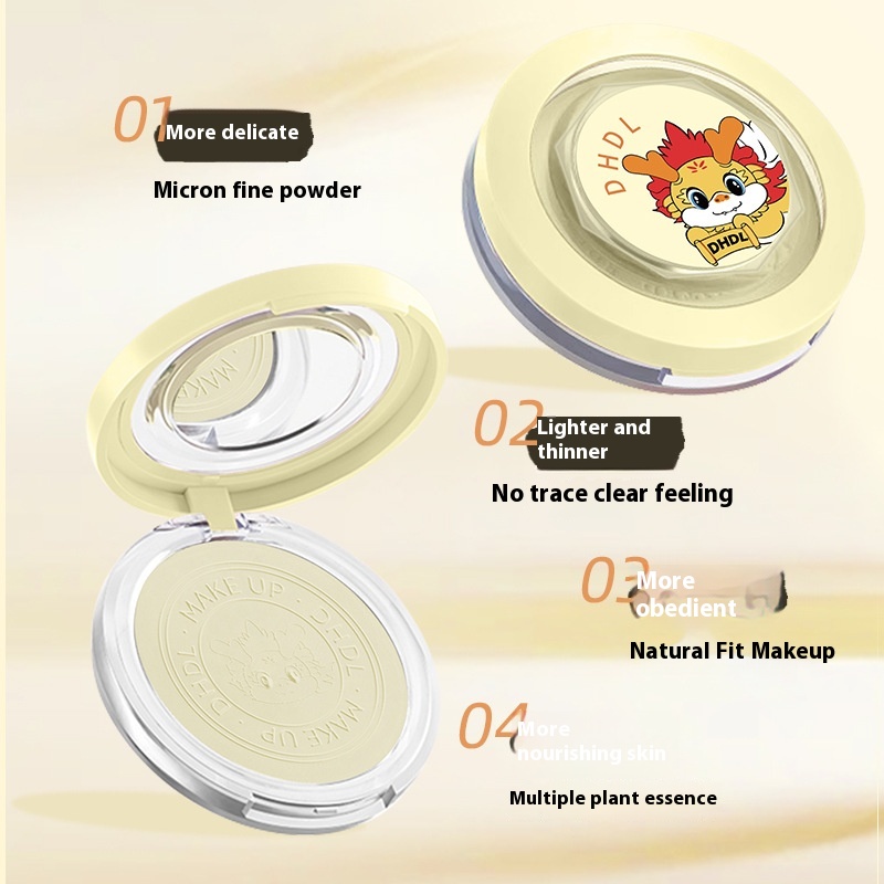 DHDLDragon Year Soft Focus Setting Powder Four Colors Natural Soft Focus Clear Flawless Oil Control Setting Powder
