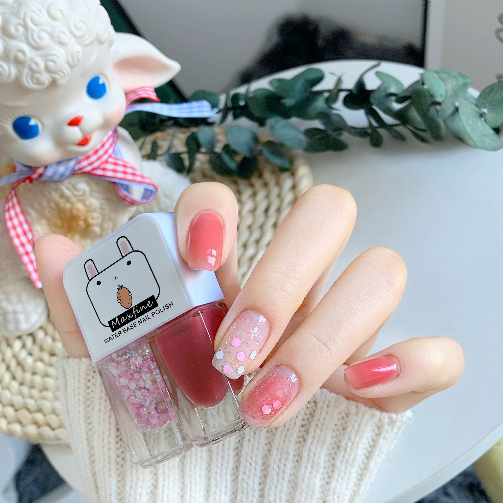 Maxfine Nail Polish Gemini Water-based Glossy Surface No Baking Long-lasting Tear Tw Nail Art Set