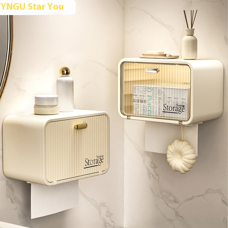 Xingyou Face Towel Storage Box Wall-mounted Disposable Cleansing Towel Storage Rack Bathroom Facial Tissue Storage Rack
