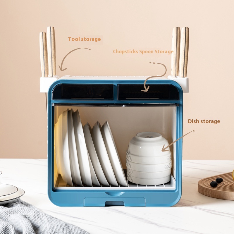 Multifunctional Cupboard Bowl And Chopstick Storage Box Storage Box With Cover For Tableware Plates And Dishes Rack Kitchen Drain Bowl Rack