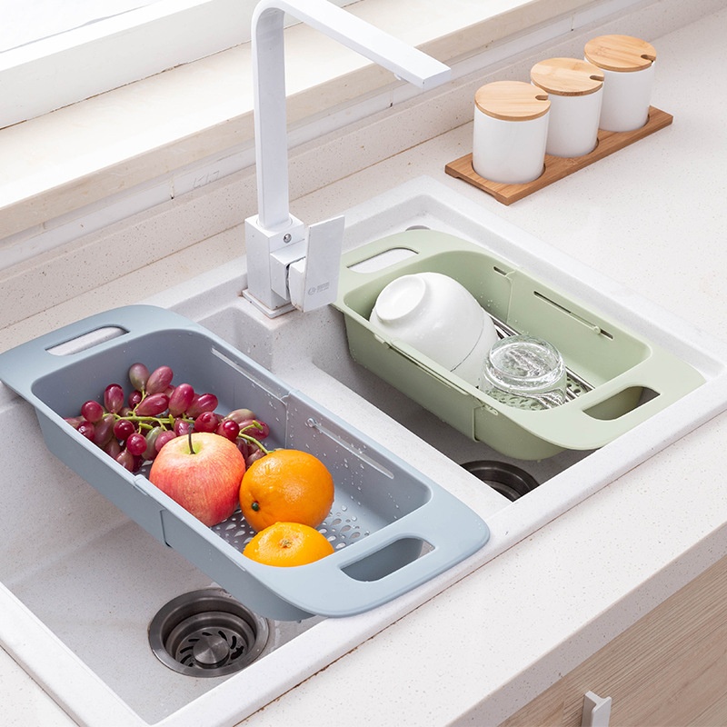 Multifunctional Retractable Drain Basket Multifunctional Creative Kitchen Retractable Sink Drain Rack Drain Plastic Dishes