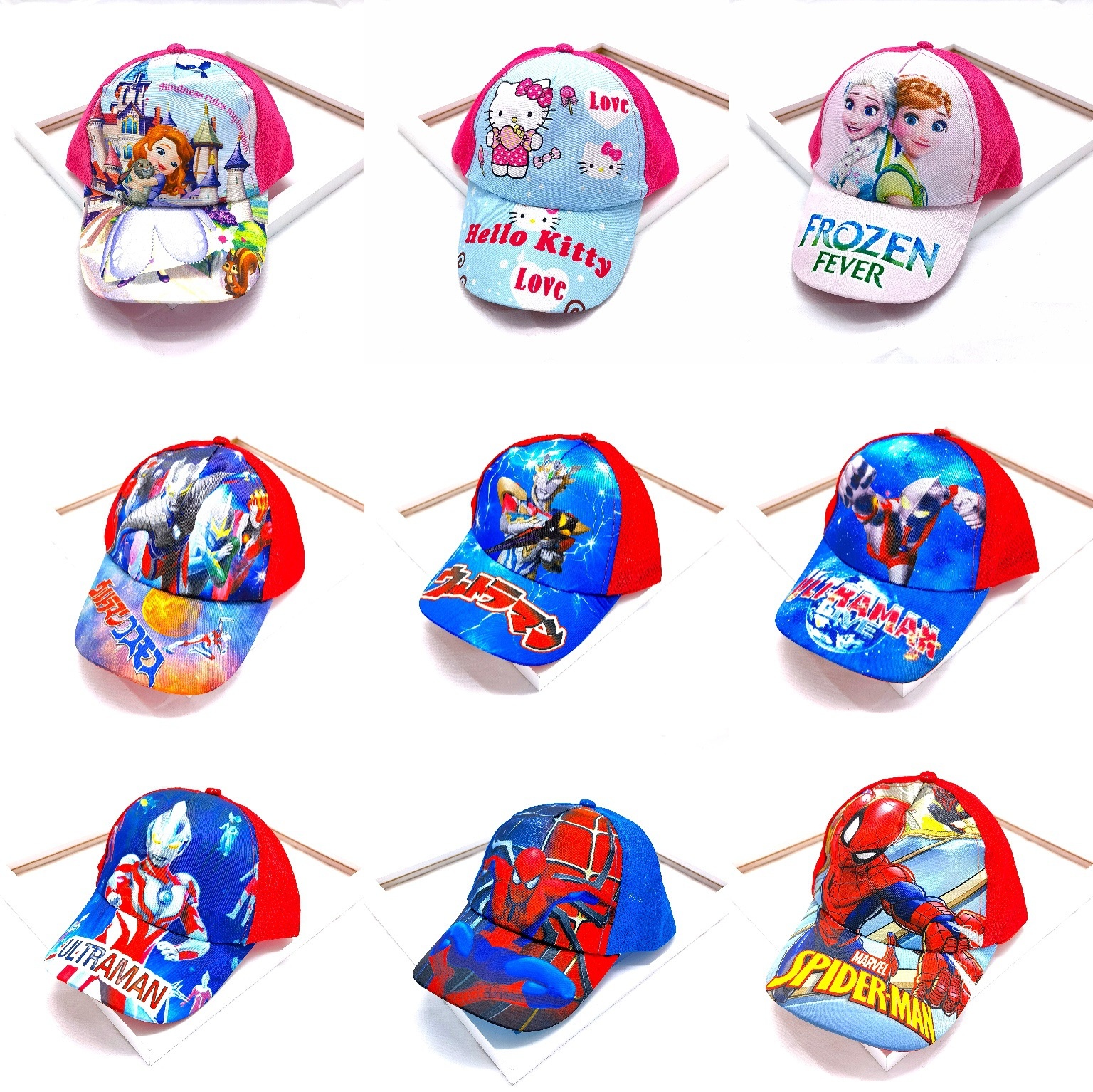 Children's Sunshade Net Hat Boy Cartoon Summer Sun Hat Girl Baby Animation Student Duckbill Hat Kindergarten