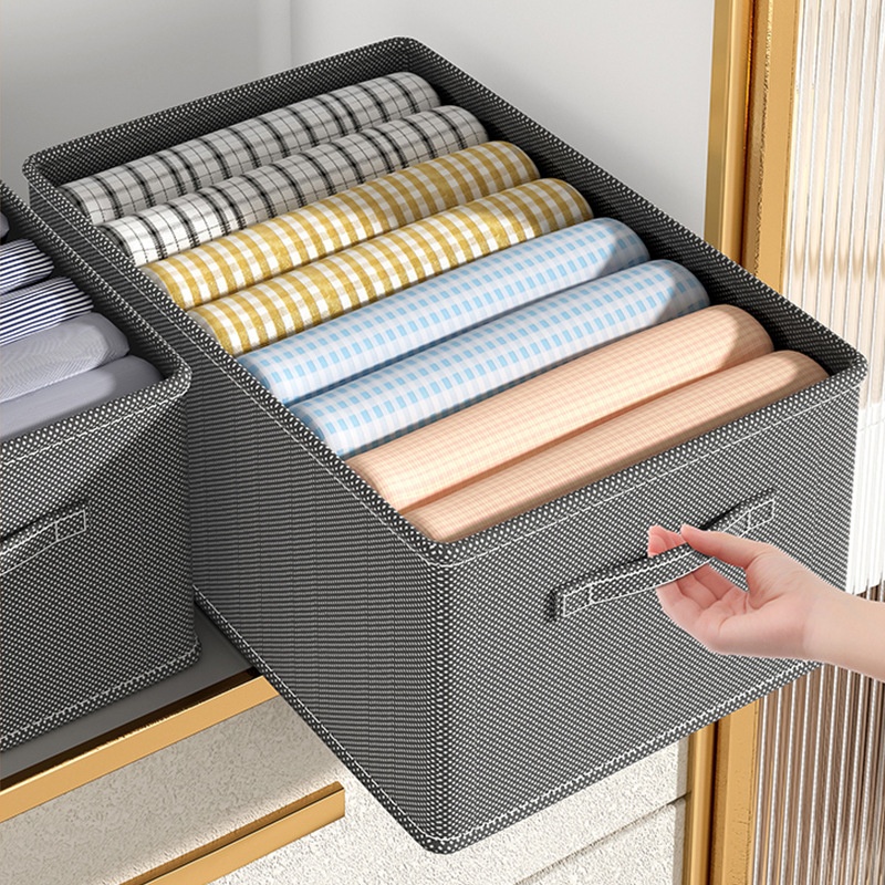 Clothes Storage Box Household Wardrobe Layered Clothes And Pants Storage Box Fabric Classification Folding Storage Basket Artifact