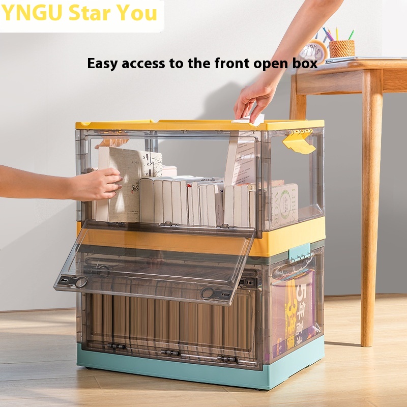 Xingyou Book Storage Box Foldable Storage Box Student Book Storage Box Front Open Transparent Storage Box Home