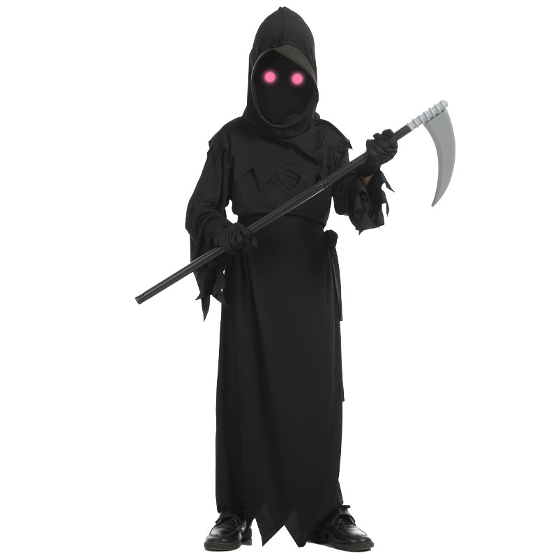 Halloween Children's Horror Red-eyed Death Costume Sickle Monster Ghost Dark Messenger Ghost Costume Suit