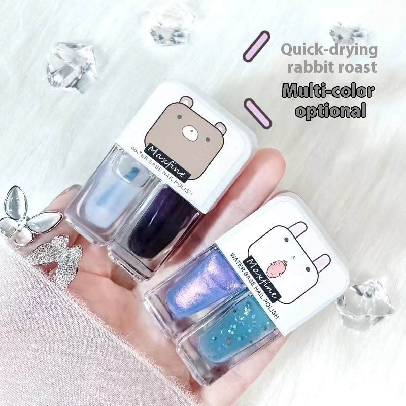 Maxfine Nail Polish Net Red Gemini Set8 MLPeelable Student Matte Water-based Glossy Nail Polish Without Baking