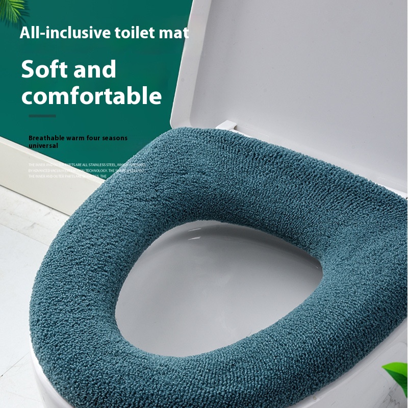 3161 Handle Toilet Mat Universal Knitted Washable Toilet Ring Household Toilet Cover Thick Warm Toilet Seat Cushion