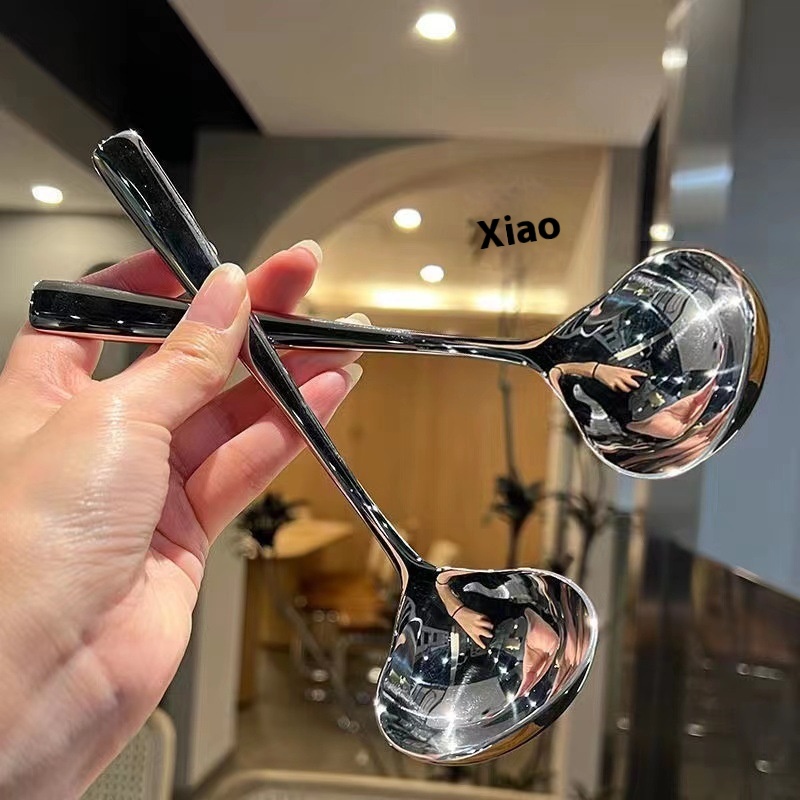 Spoon Stainless Steel High Value Thickened Big Head Spoon Long Handle Soup Household Hot Pot Kitchenware Cooking Spoon Large Soup Spoon