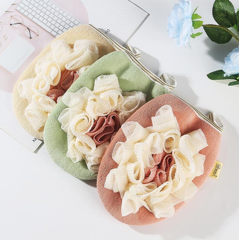 Women's Special Bath Towel,Bath Flower,Two-in-one,No Skin Damage,Household Bath Gloves,Back Rubbing,Mud Rubbing,Dual-purpose Bath Towel