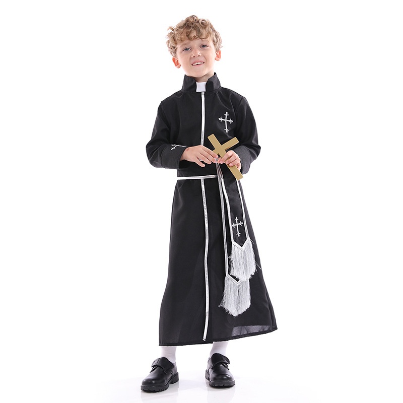 Halloween Costume Priest Clothes Men's Priest Clothes Masquerade Priest Robe Children's Performance Clothes Performance Clothes