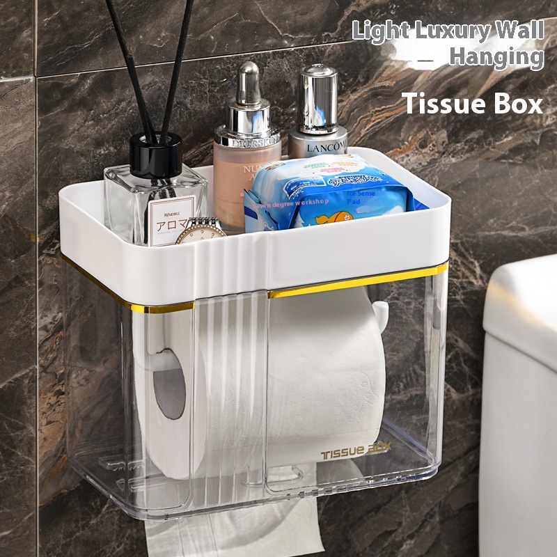 Toilet Tissue Box Wall-mounted Toilet Paper Box Bathroom Punch-free Toilet Paper Holder Toilet Paper Roll Storage Rack