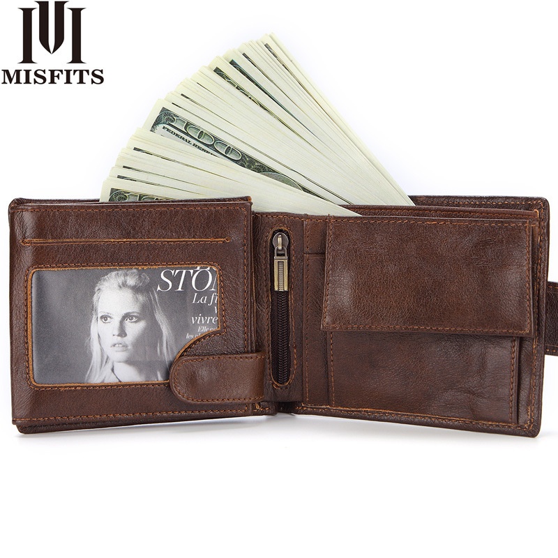Men's Wallet Genuine Leather Wallet Short First Layer Cowhide Handbag Horizontal Coin Purse