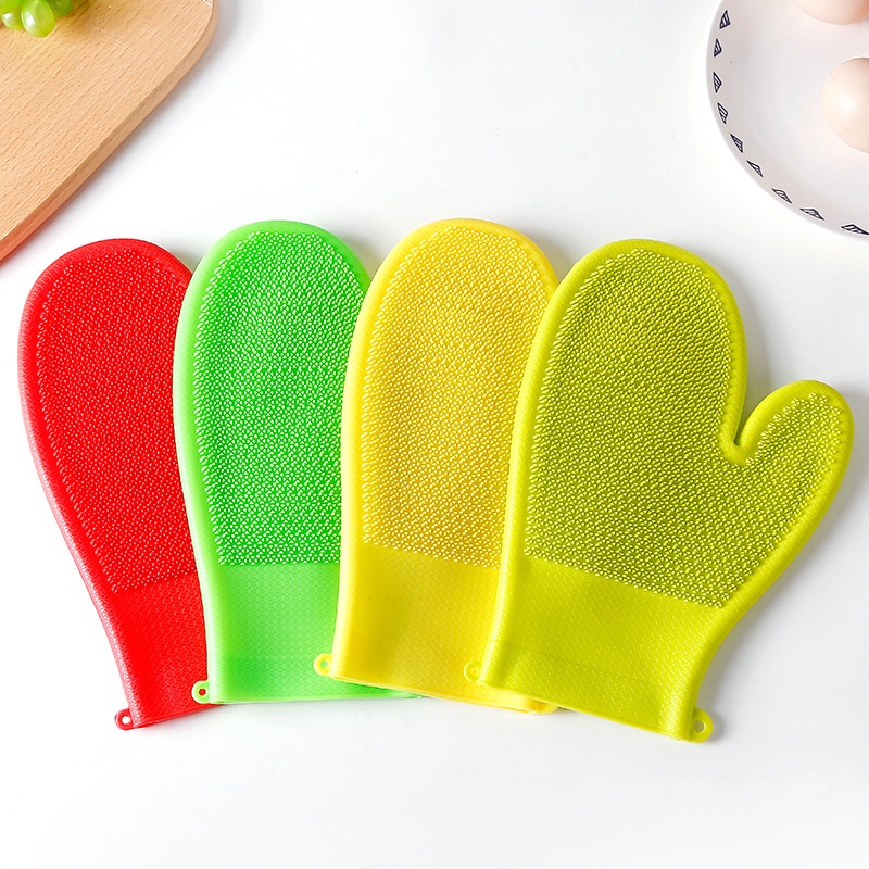 A2674 Silicone Dishwashing Gloves Kitchen Cleaning Gloves Silicone Dishwashing Brush Gloves