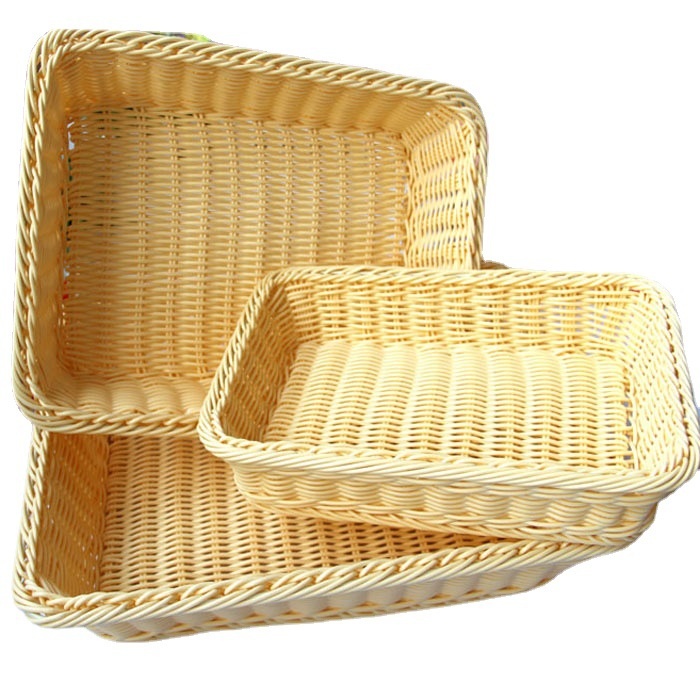 A1673 Rattan Bread Basket Bread Basket Food Basket Fruit Basket Dried Fruit Tray Rectangular Fruit Basket0.55