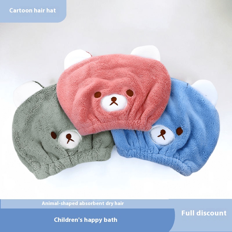 A2507 Children's Dry Hair Cap Cute Animal Embroidery Water Absorbent Dry Hair Cap Children's Dry Hair Towel