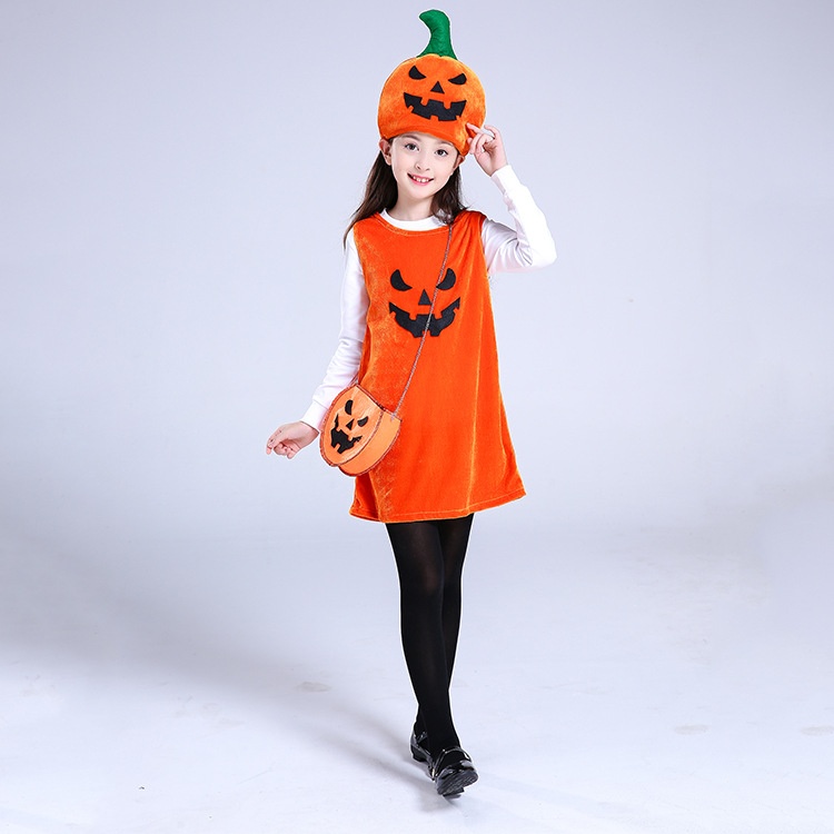 Cosplay Kids Costume,Children's Performance Outfit,Pumpkin Dress Set,Halloween Kids Dance Costume