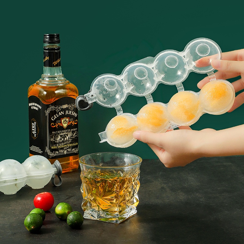 Four-hole Ice Ball4-hole Ice Box Whiskey Round Ice Ball Mold Ice Tray Mold Ice Maker Four-hole Ice Ball Mold